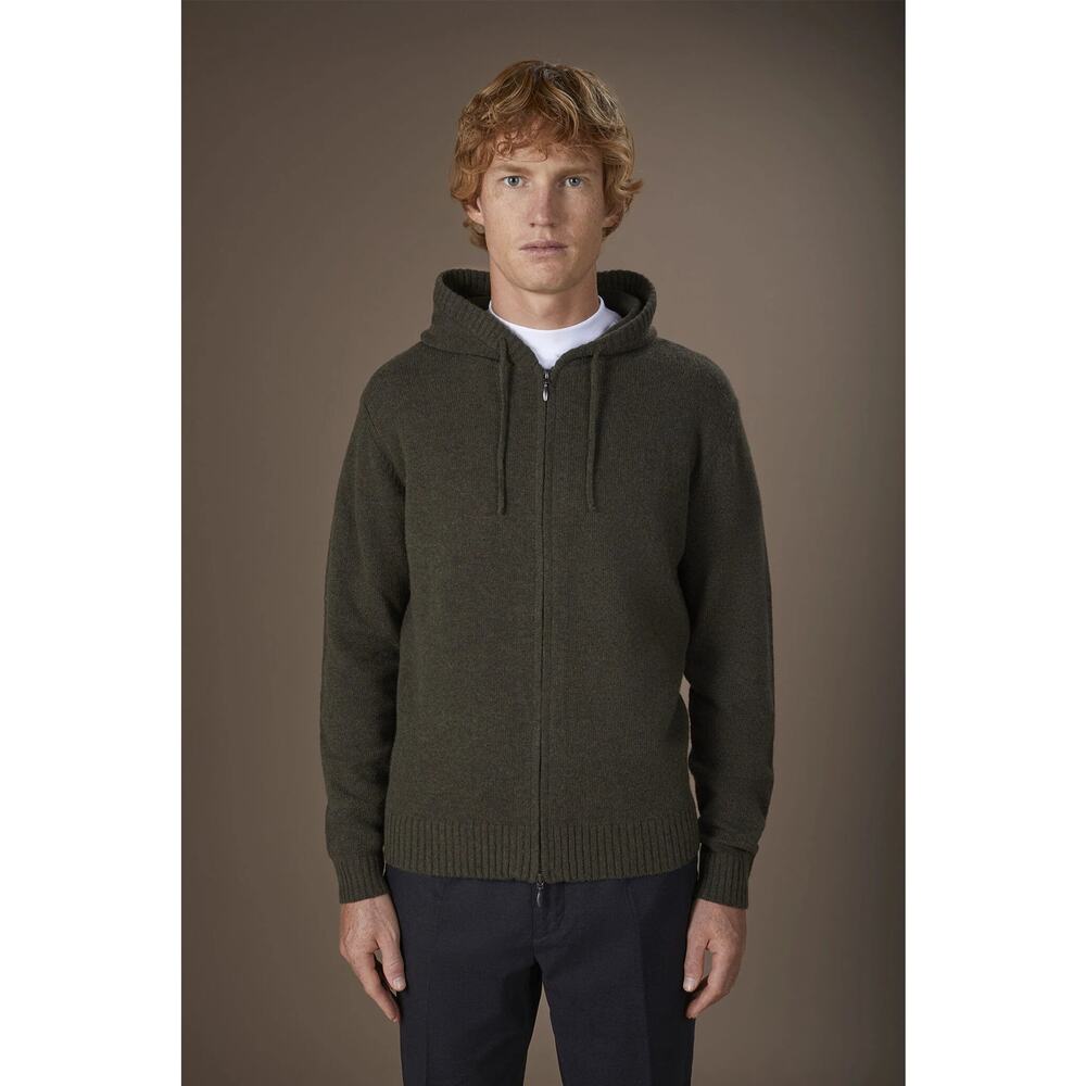 NWT Doppelganger Men Medium military green lambswool blend knitted zip hoodie
